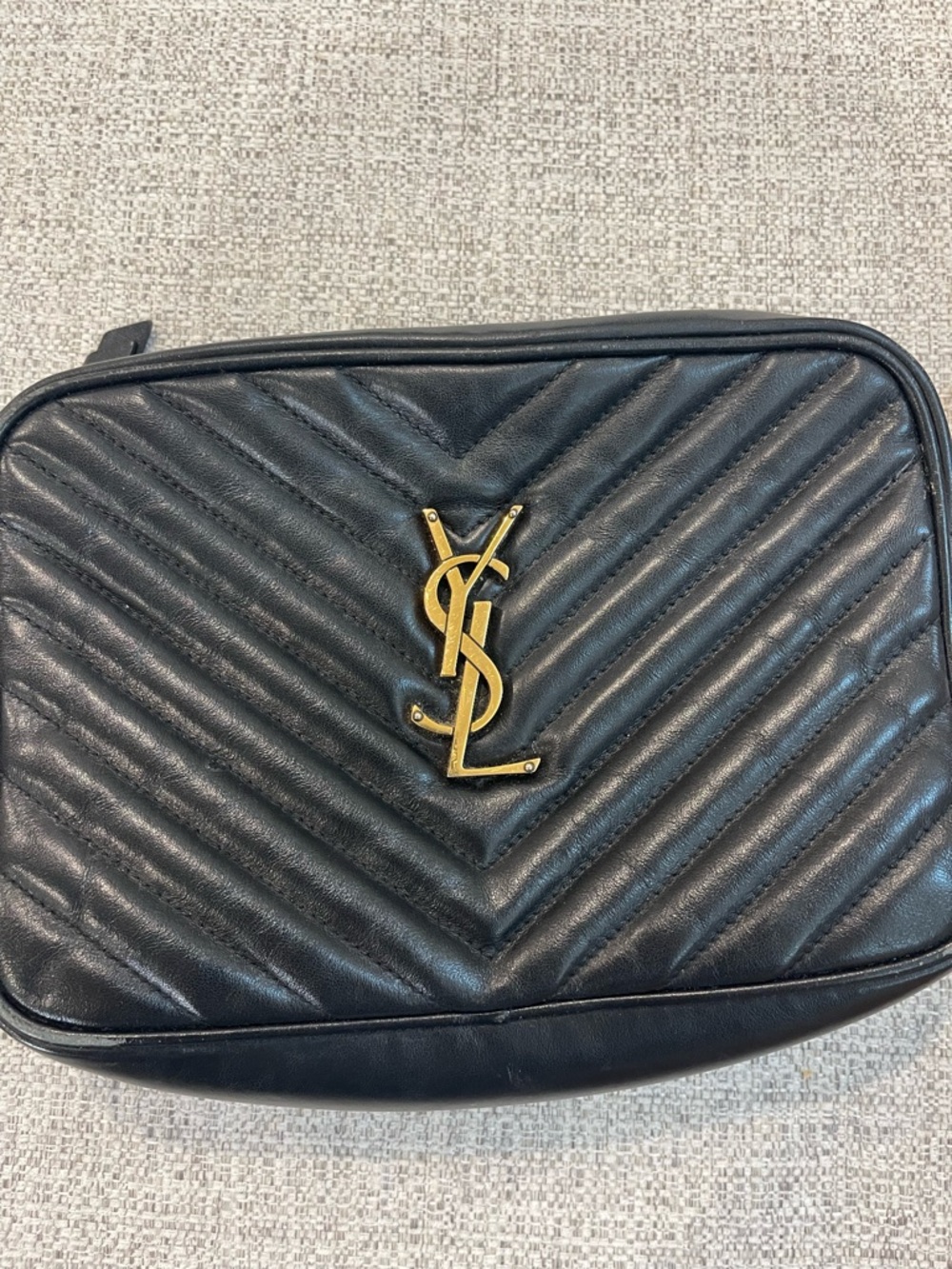 Saint Laurent Black Leather Crossbody Camera Bag with Gold YSL - Picture 2 of 6